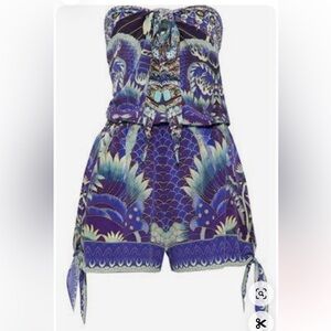 Camilla What’s Your Poison Tie Front Playsuit 100% silk L